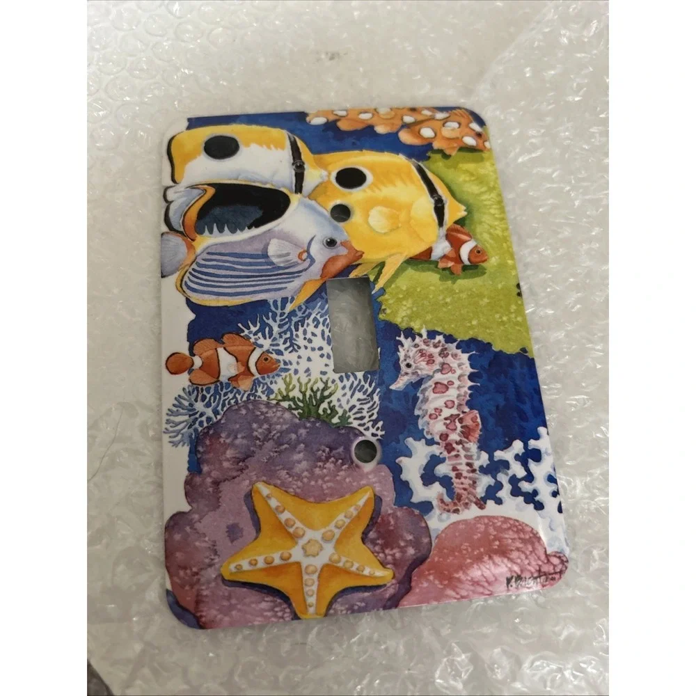 Fish Ocean Light Switch Plate Cover Metal Single Pole Starfish Seahorse Coral